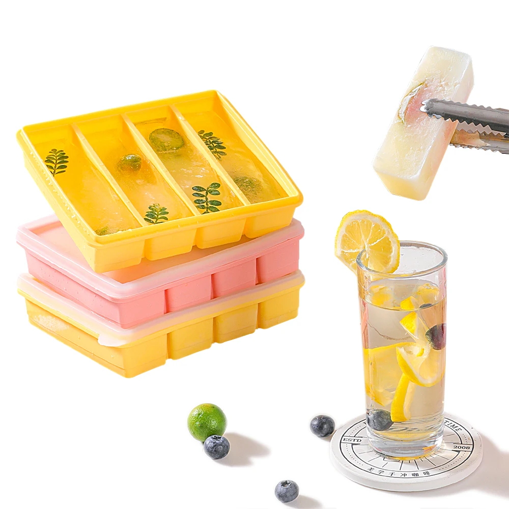 

Strip-shap Ice Cube Trays Giant Silicone Square Ice Cubes Mold Ice Cubes Maker Easy-Release Ice Cube Molds Kitchens Accessories