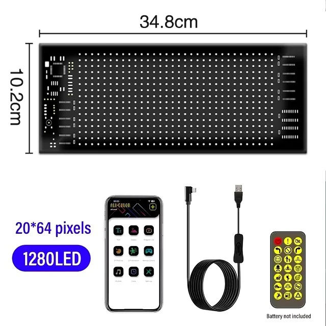Truck Car Moving Eyes LED Display Light RGB Matrix Panel Light Bluetooth App Control Programmable Flexible Screen Led Car Light