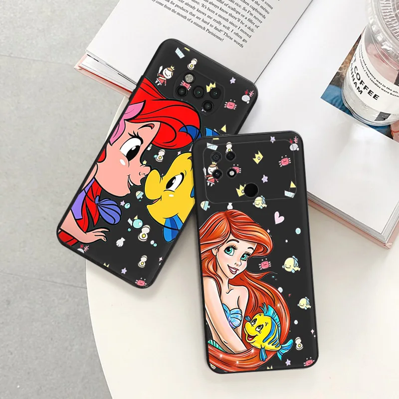 Silicone Black Phone Case for Xiaomi Mi Poco C61 F5 F4 GT F3 F1 X4 X3 X5 M3 M4 Pro M5 M5S C51 C50 C40 Little Mermaid Cute Cover