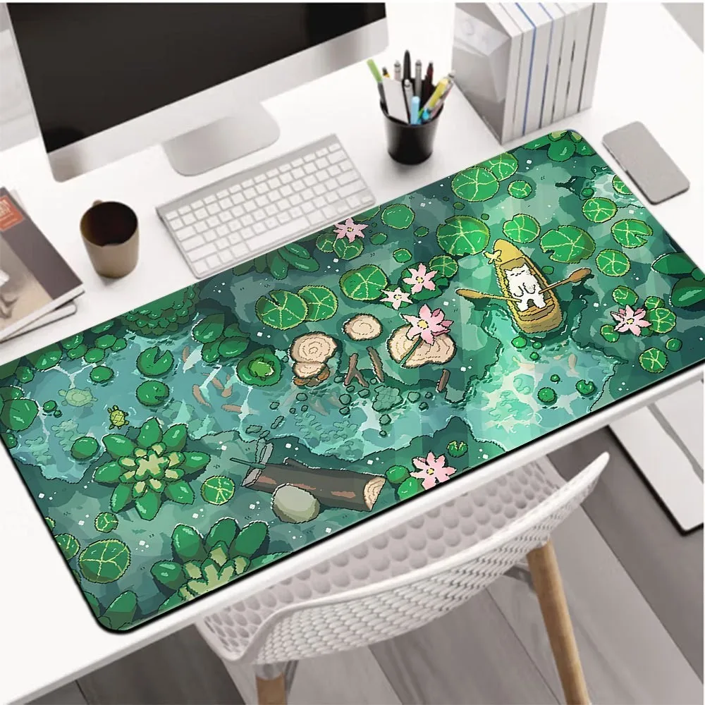 Grünes Computer-Mauspad, Snooze Pond, großes, erweitertes Gaming-Mauspad, rutschfeste Schreibtischunterlage