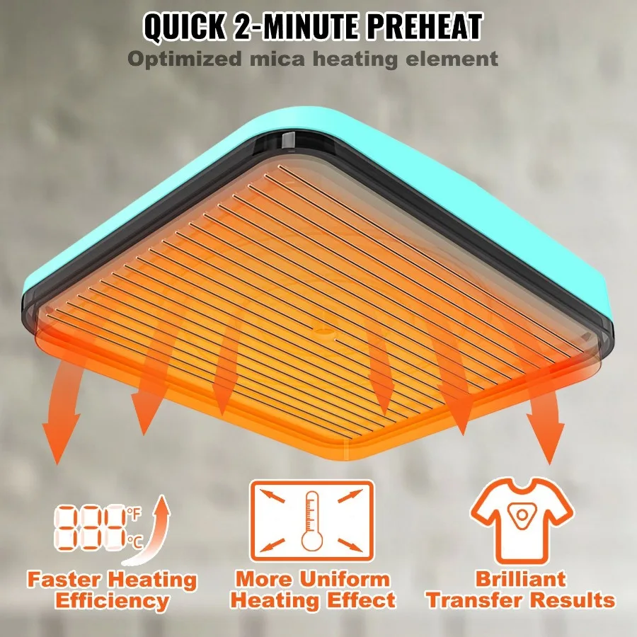 VEVOR Heat Pr hine 9x9 pollici Camicia portatile Stampa Trasferimento di sublimazione multifunzionale Calore Pr hine Rivestito in teflon Facile Irono