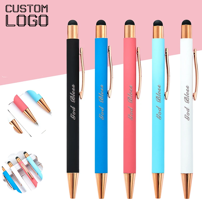 

Customizable LOGO Capacitance Metal Ballpoint Pens Touchscreen Korean Stationery Office Accessories School Supplies Gift Pens