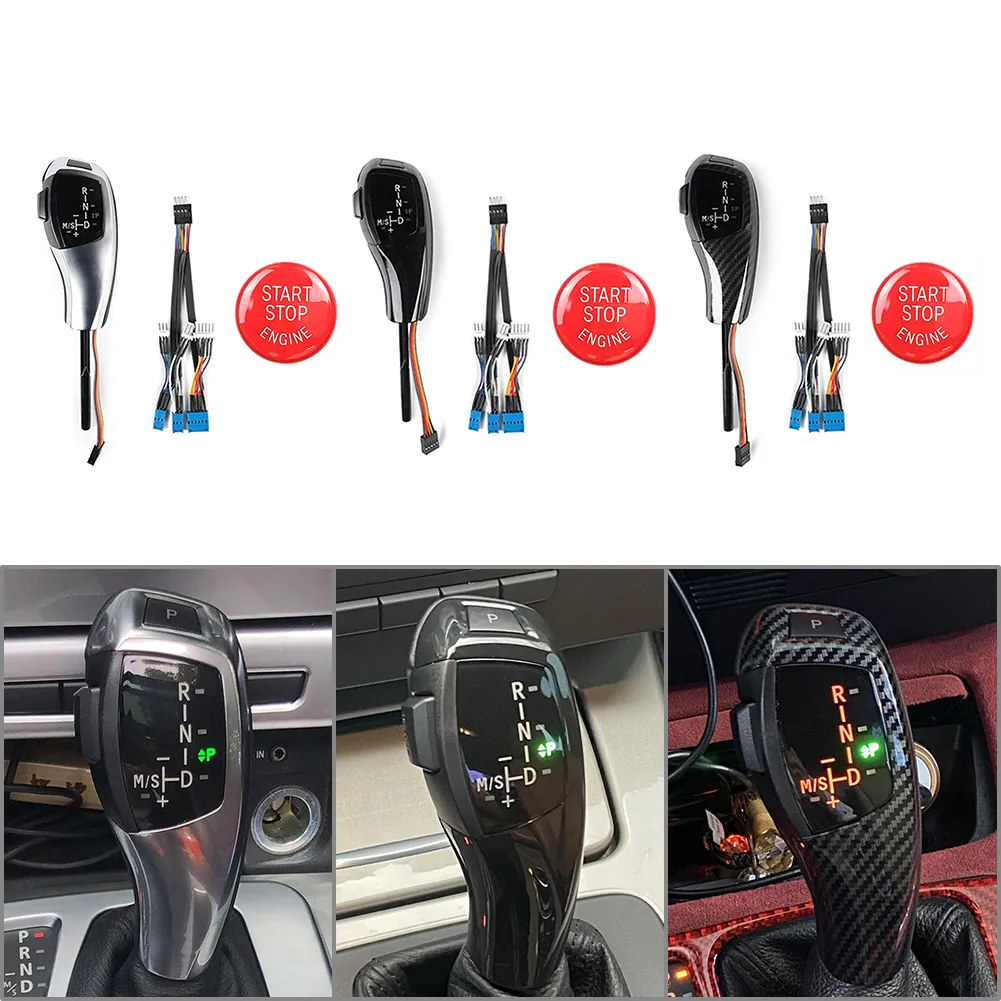 ​Automatic LED Gear Shift Knob & Red Start Stop Button Cover For BMW 3 5 7 Series X3 X5 Z3 LHD Only