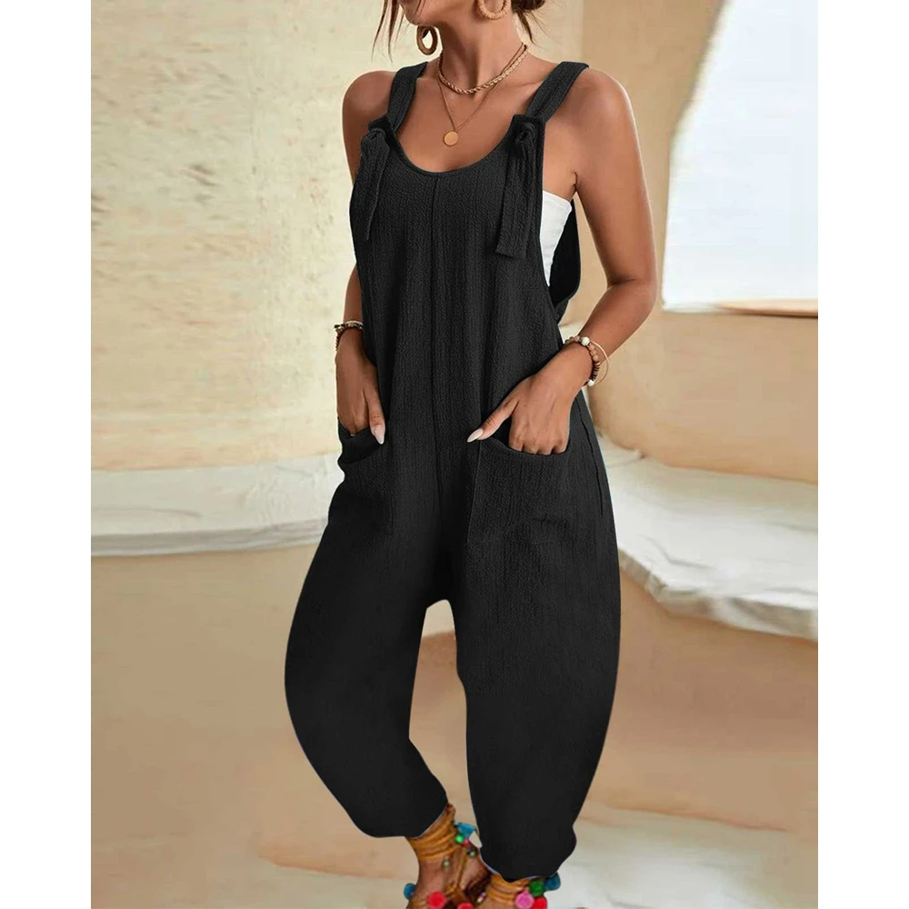 

Women Casual Adjustable Strap Overalls with Pocket Women Jumpsuits Summer Fashion Wide Leg Jumpsuit Suspender Workwear Clothing
