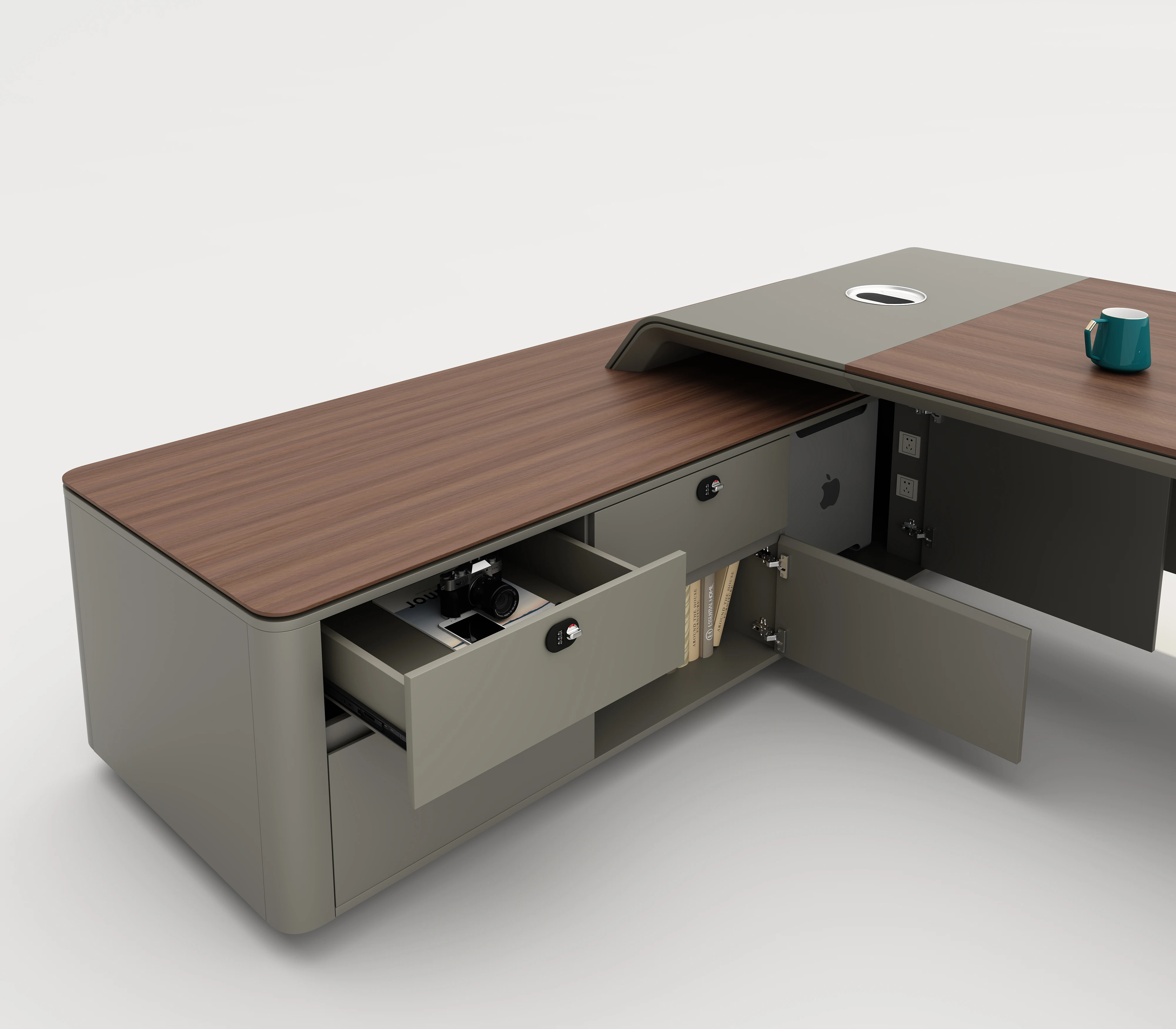 L Shape Luxury Custom Office Furniture CEO Office Boss Table