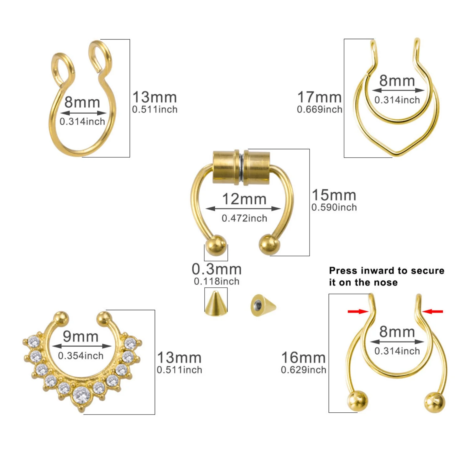Try the Septum Look! Adjustable Stainless Steel Fake Nose Ring, Oval Non-Pierced Nasal Jewelry Without Commitment.