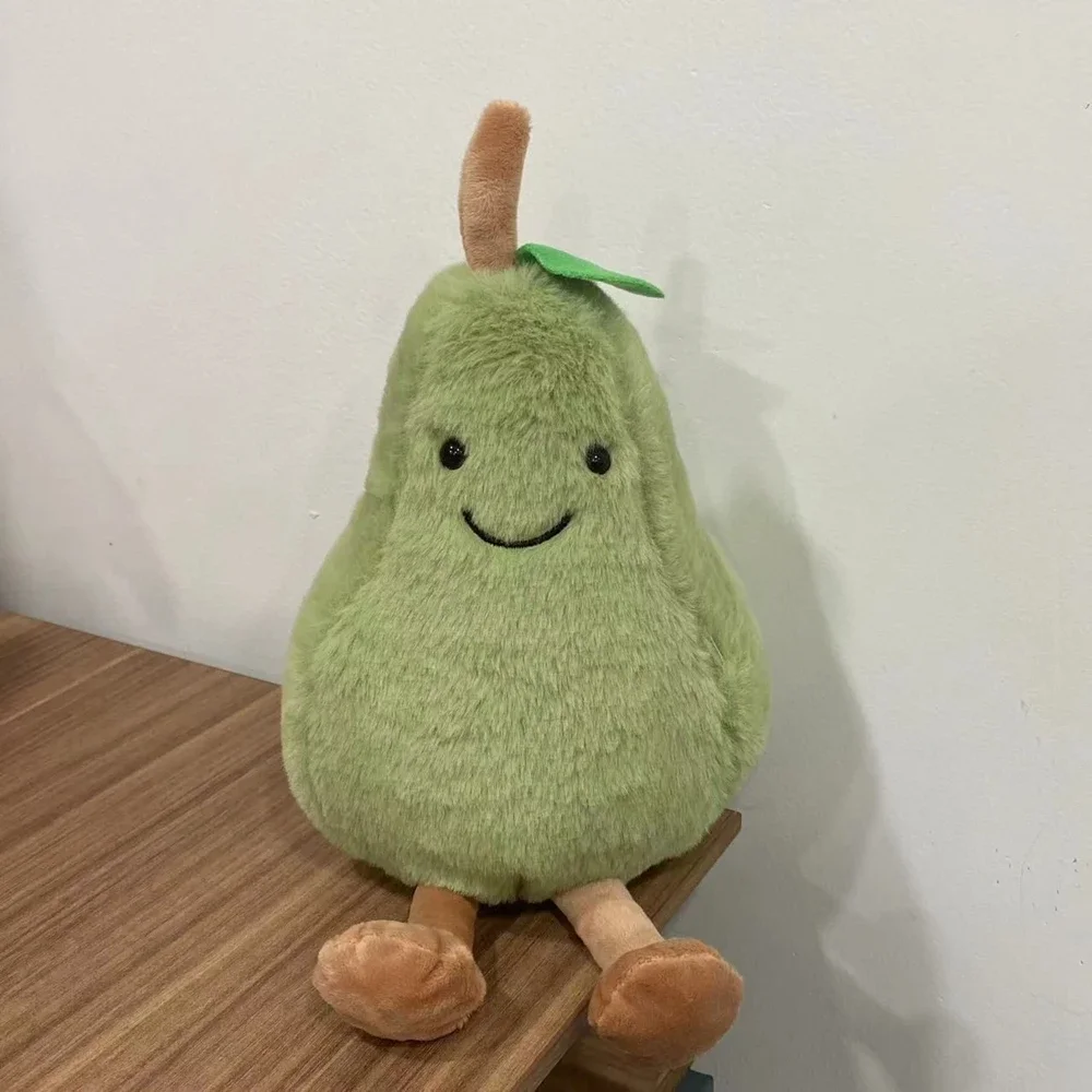 Juguete de felpa de pera de fruta súper suave de alto nivel de apariencia, muñeca Kawaii verde y amarilla para niños, regalo de cumpleaños y Navidad, 23CM