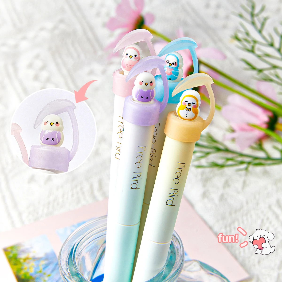 

4PCS Cute Rotating Bird Gel Pens, 0.5mm Black Ink, Smooth & Quick-Dry, Fun Stress Relief Pens for School & Office Gifts