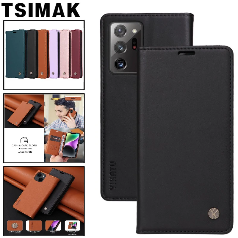 Business-Leder-Handyhülle für Samsung Galaxy S7 Edge S8 S9 Plus S10 Lite Note 10 20 Ultra 8 9 Starker Magnet Flip Wallet Cover