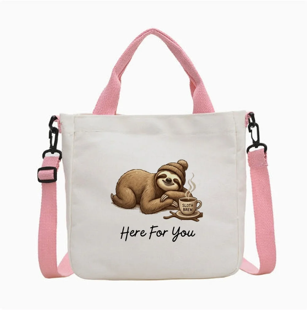 Sloth tote bag foldable shoulder  sac cabas grocery woman