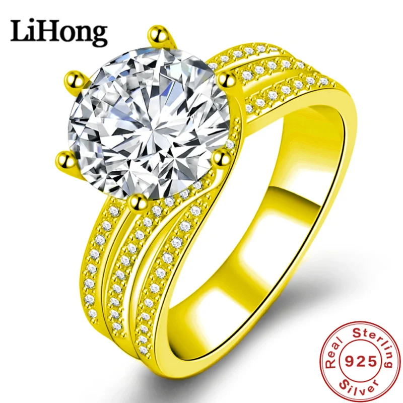 Luxury 925 Sterling Silver Ring Aaa Cubic Zirconia Crystal Ring For A Woman\'S Engagement Party Jewelry Gift