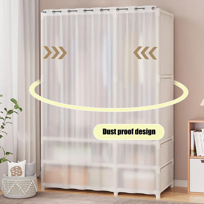 Portable Wardrobes Simple Assembly Storage Closet Cabinet Thickened Clothing Storage Rack Dustproof Wardrobe Bedroom Furniture