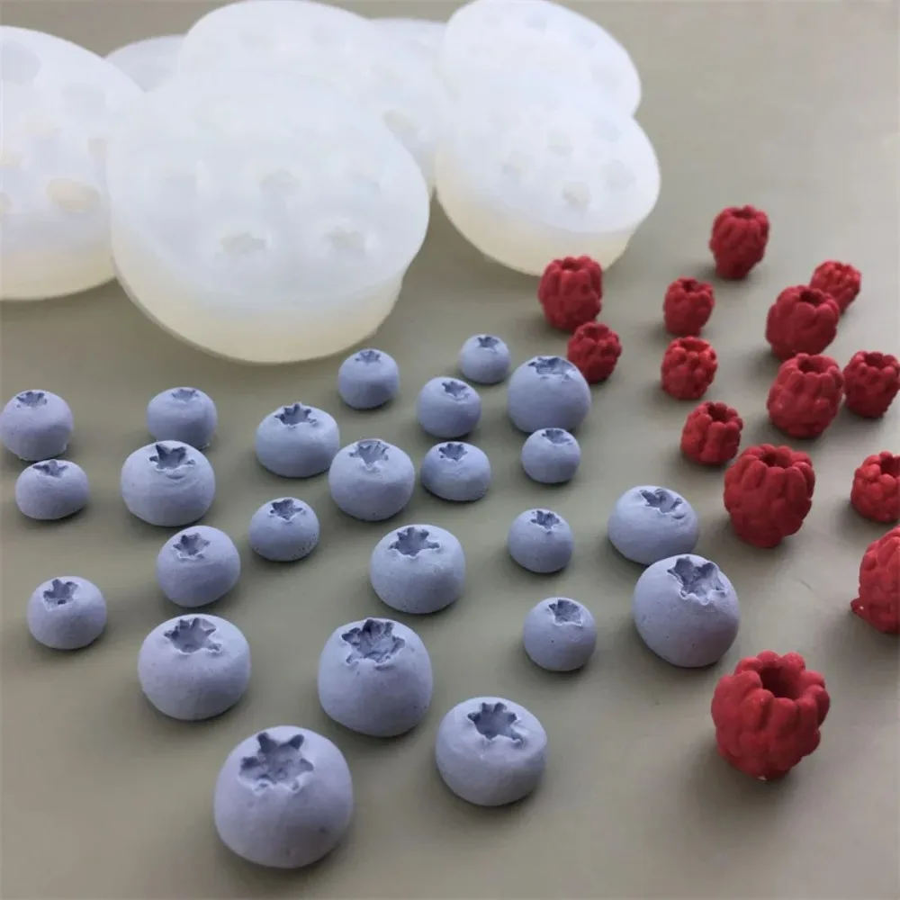 Cute 3D Candle Silicone Mold Blueberry Raspberry Shaped Simulation Fruit Baking Mold DIY Cake Decorating Tool Homemade