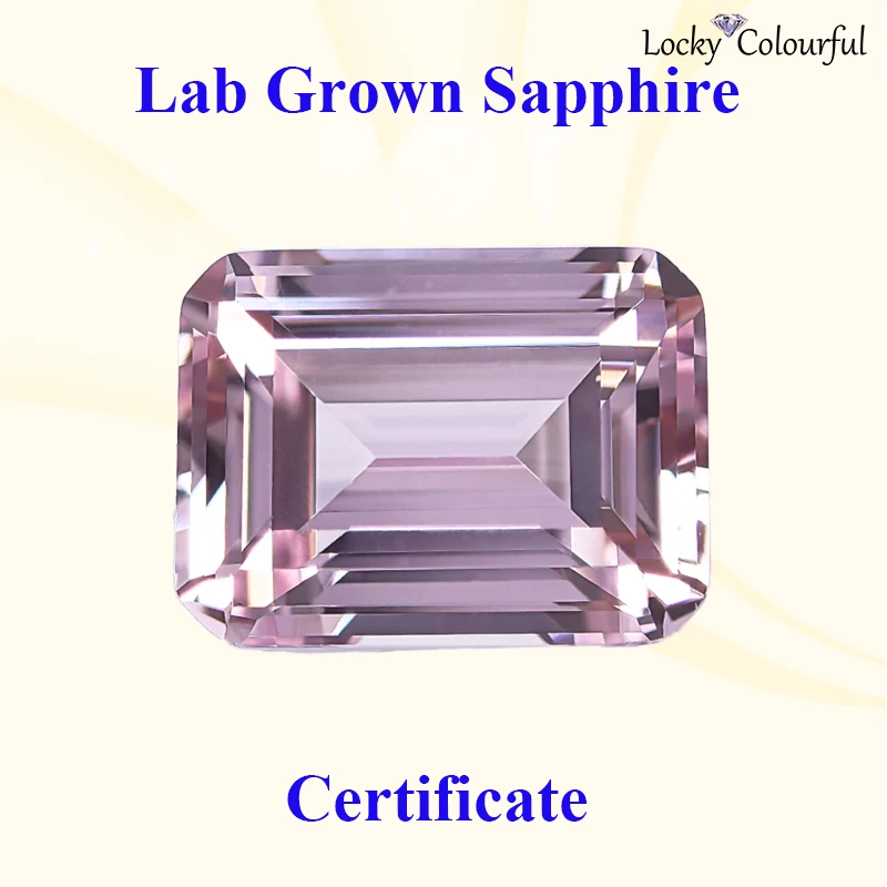 

Lab Grown Sapphire Emerald Cut Charms Sakura Pink Color Beads for DIY Jewelry Making Rings Materials Selectable AGL Certificate