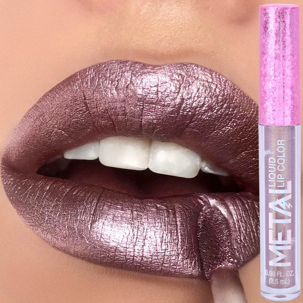 Matte Metallic Glitter Liquid Lipstick Waterproof Long Lasting Not Fading Shimmer Metal Lip Gloss Charming Lips Makeup Cosmetics