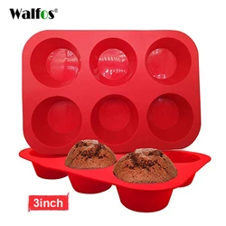 WALFOS 1 Piece Cake Tools Fondant  Bakeware Silicone Metal Non-Stick 6 Cups Cupcake Baking Tray Mousse Cake Mold Muffin Pan