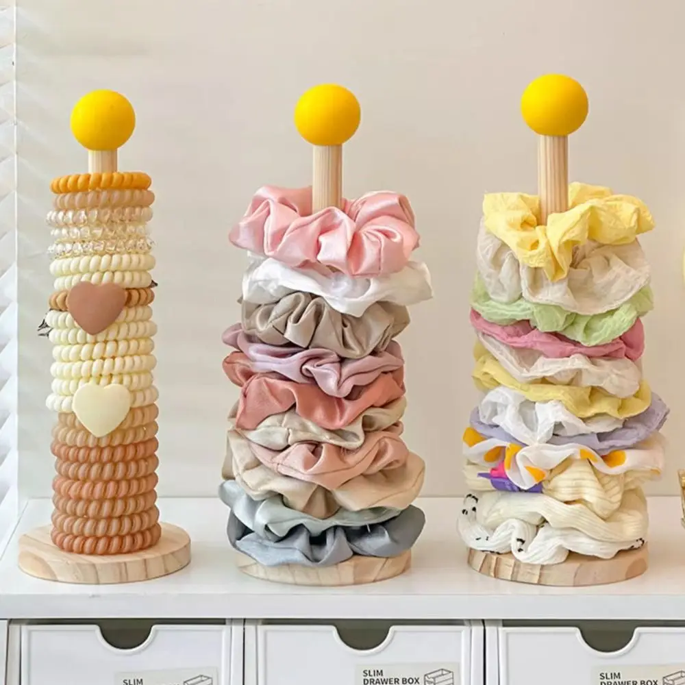 Fashion Wooden Head Rope Storage Rack Wall-mounted Multifunctional Hair Loop Holder Jewelry Organizer Stand Bathroom