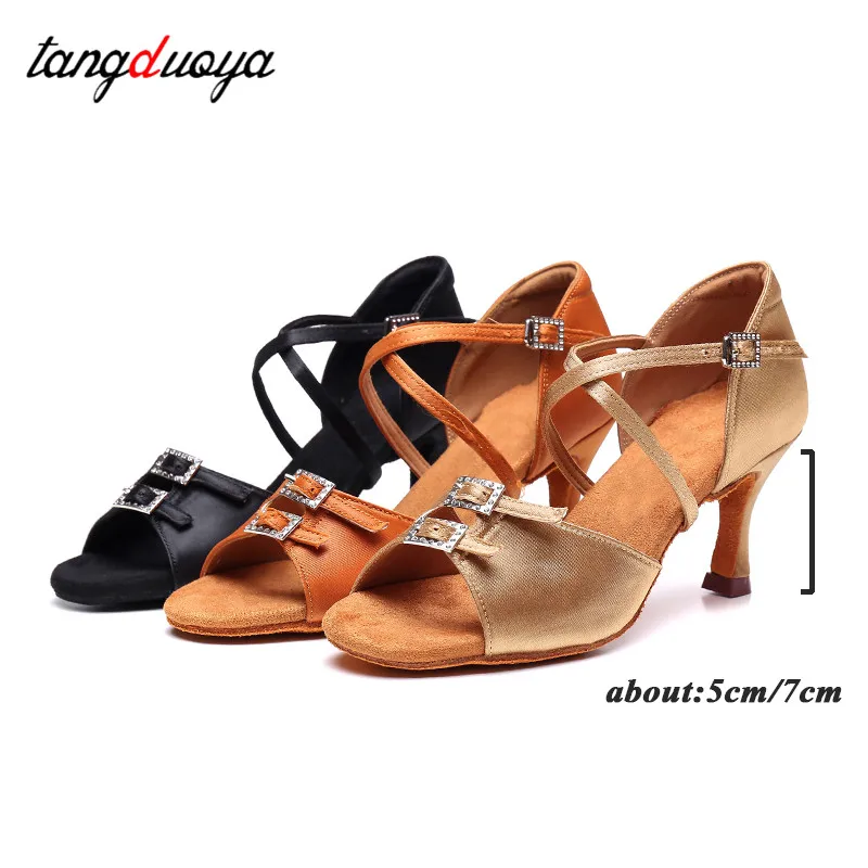 High Heel Latin Dance Shoes Stain Soft Sole Tango Dance Shoes Women's Adult Dance Shoes National Standard Party Shoes