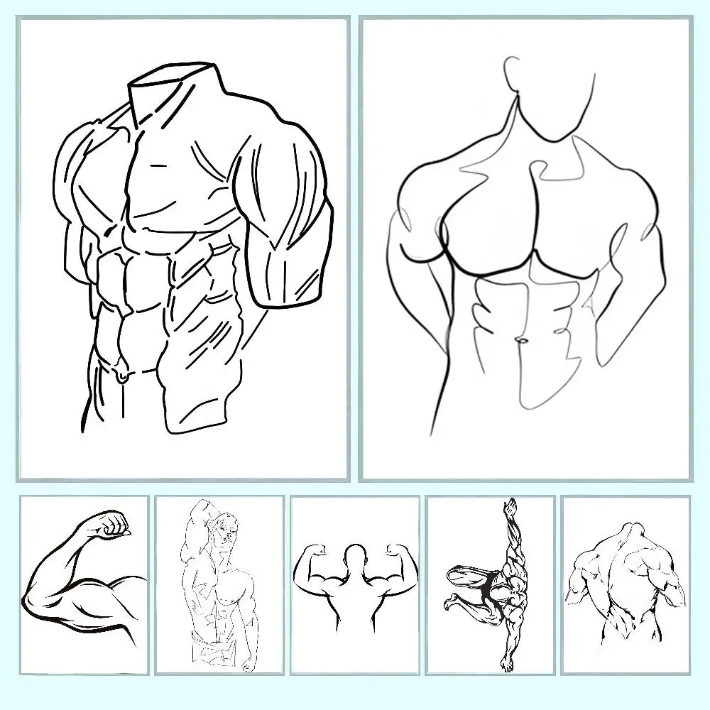 

Man muscle sketch Poster HD posters for home living room bar office decoration sticky, waterproof