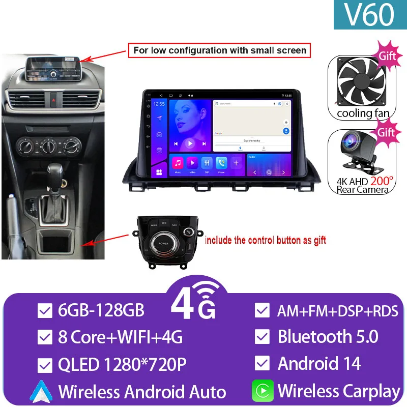 Voor Mazda 3 Axela 2014-2019 Mazda CX-4 CX4 2016-2018 Autoradio Android Auto GPS Navigatie multimedia Video Player Geen DVD