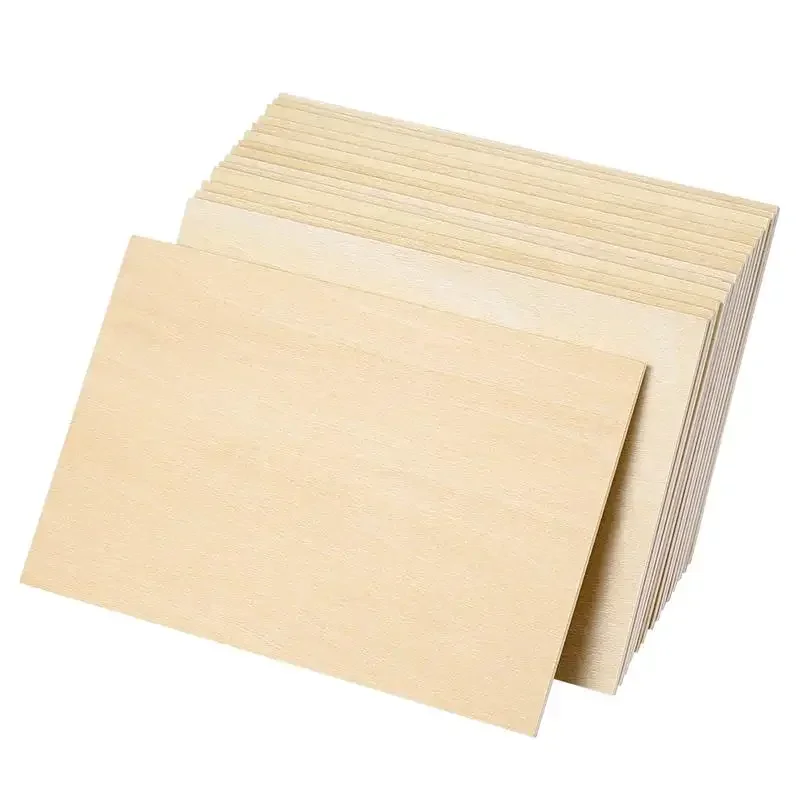 

50pcs Latest Models Basswood Wood Sheets Unfinished Thin Plywood Board Natural Timber DIY Drawing Painting Craft Pieces