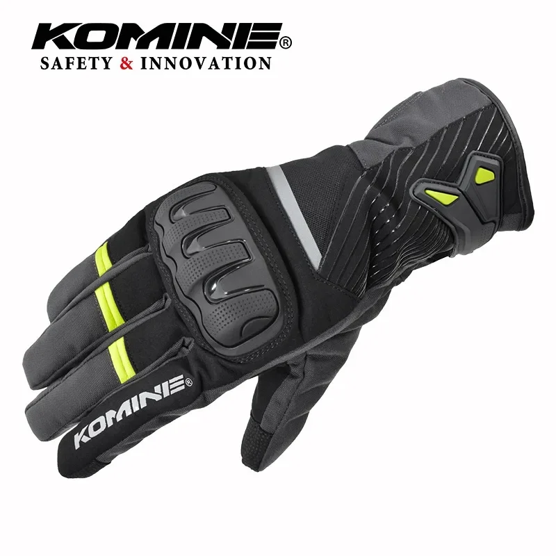 KOMINE Autumn Winter Lightweight Velvet Waterproof Knight Gloves Men Motorcycle Riding Motorcycle Travel Warm Long Wrist GK-846