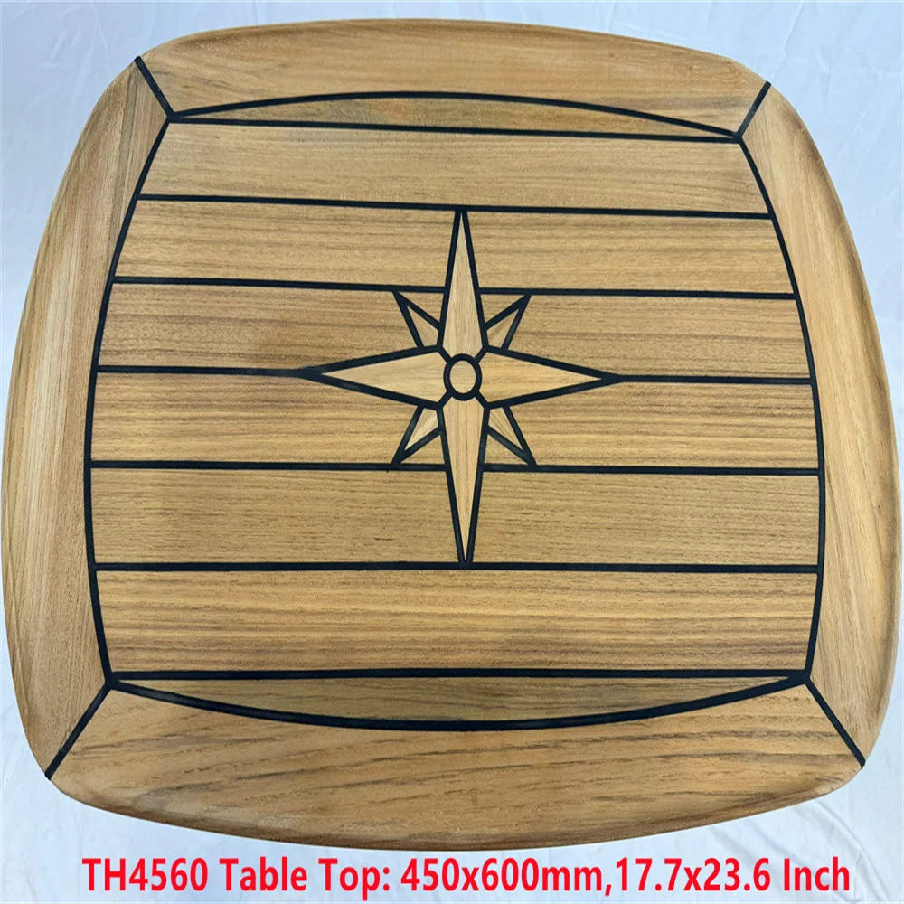 

Barrel Shaped Teak Table Top 450x600/500x700/610x940mm,17.7x23.6/19.7x27.5/24x37 Inch Star Inlay Marine Boat Yacht Caravan RV