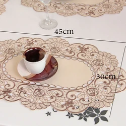 High quality Tablecloth Placemats Lace Oval Rectangle Square White 1 Piece Dining Room Decor Floral Tablecloth