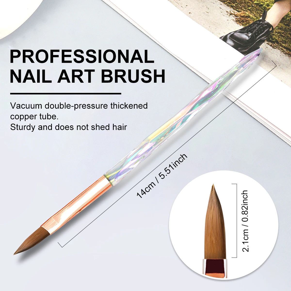 6pcs Acrylic Nail Brush for Nails Gel Acrylic Liquid Powder DIY 3D Art Manicure Painting Brushes Kit Acrylic Tools for Beginner