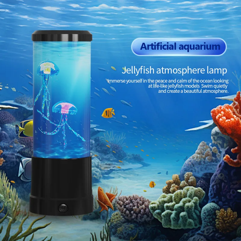 Simulated Jellyfish Cylindrical Quiet Light Home Bedroom Decoration Led Colorful Aquarium Night Lights Birthday Gift image 6