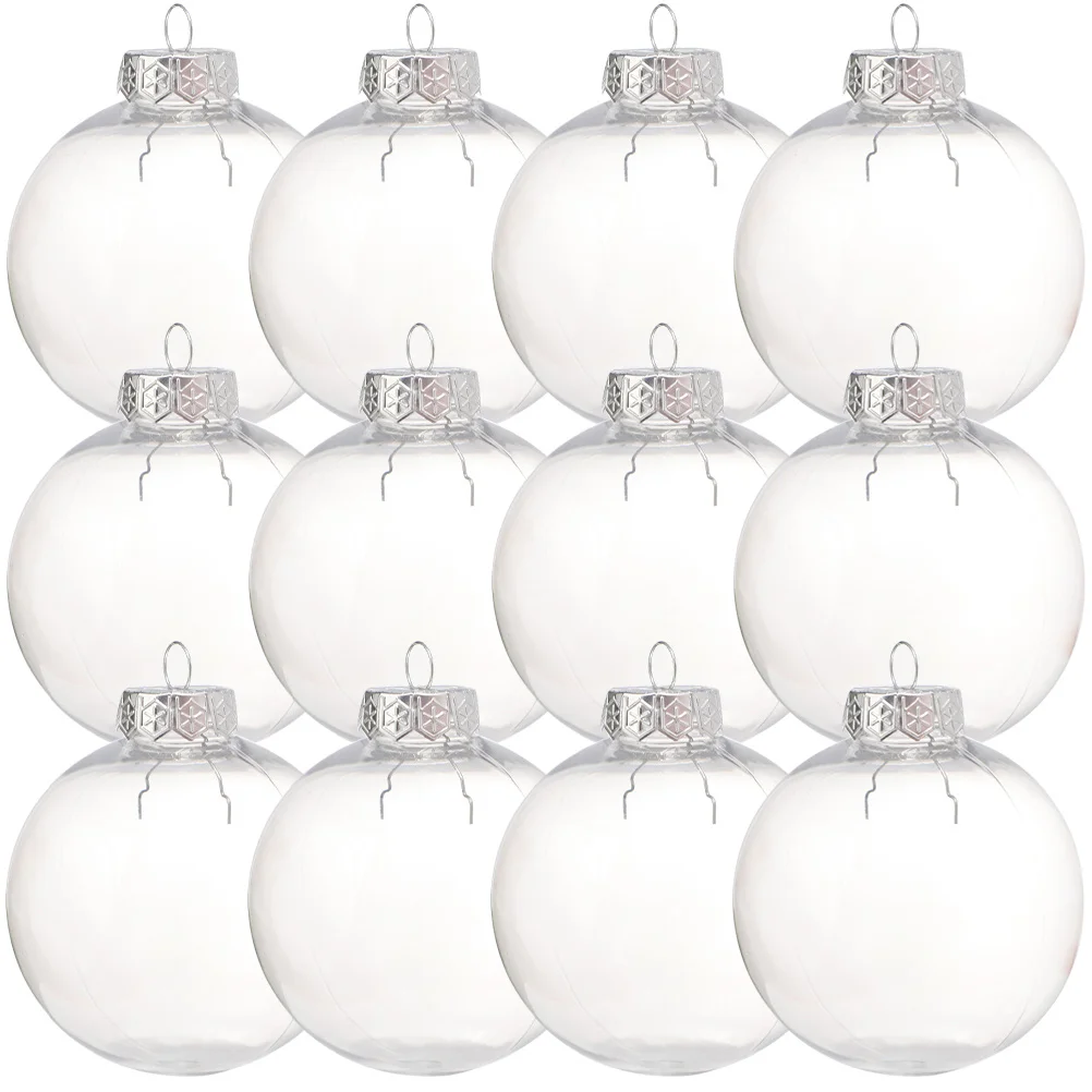 

12Pcs Clear Christmas Ornaments Fillable Reusable Decoration Balls for Xmas Tree Hanging Holiday Festive Home Decor Craft
