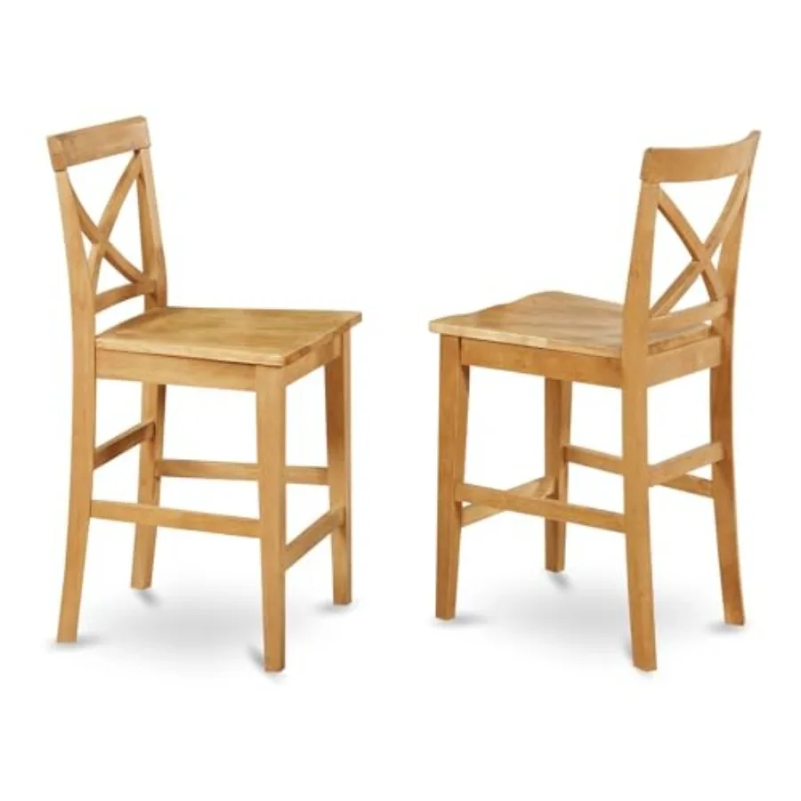 

PBS-OAK-W Pub Counter-Height Bar Stool - Pub Height Kitchen Chairs Set of 2 Oak