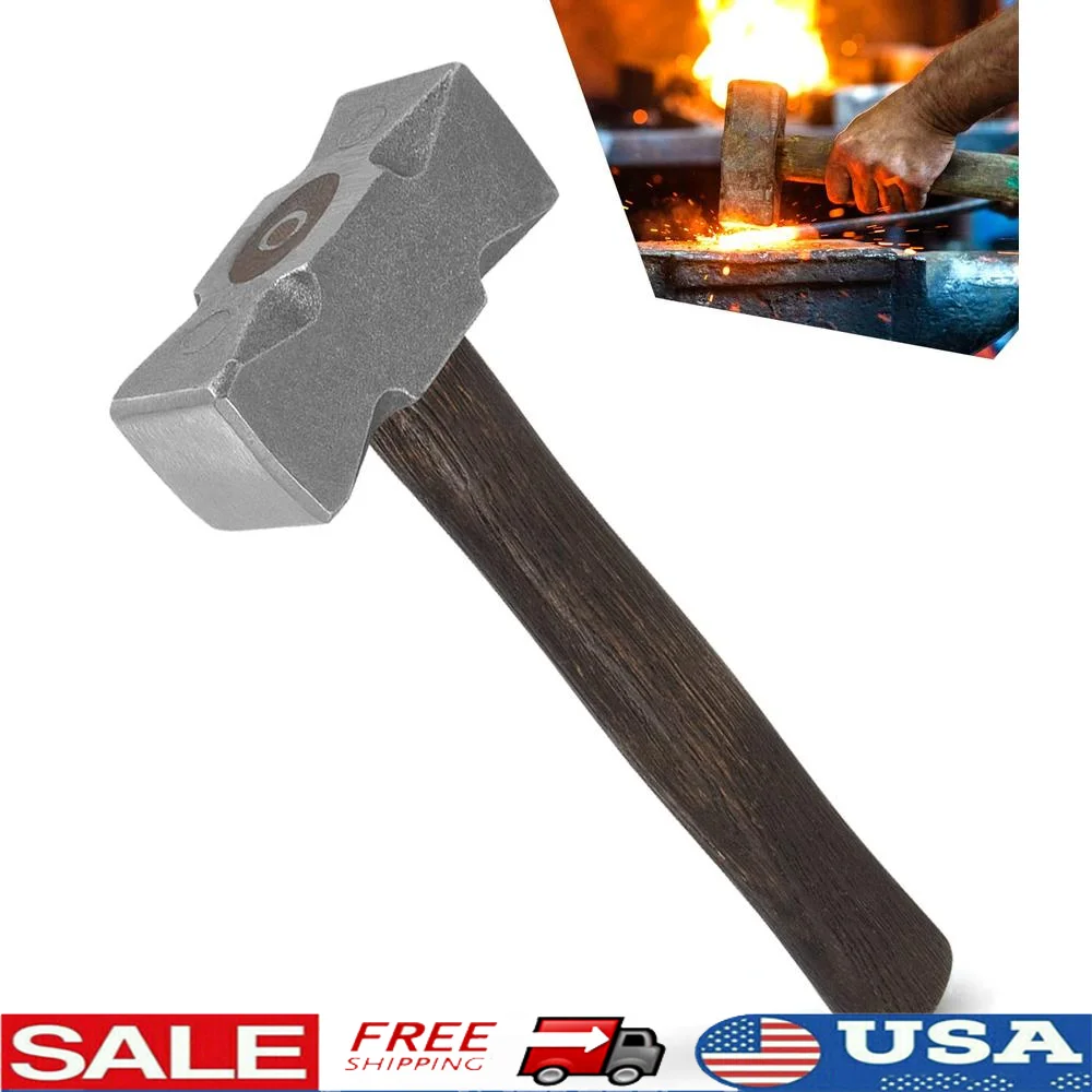 Handmade 2.2LB Square Forge Hammer Blacksmith Knife Maker Tool Carbon Steel Farrier Forging Kit High Quality & Durable 10.12