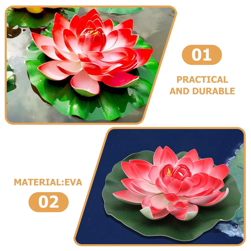 

3pcs Fake Lotus Flowers Leaves Eva Pool Decor Floating Pond Plants Simulation Garden Decoration Aquarium Fountain Yard Fish Tank