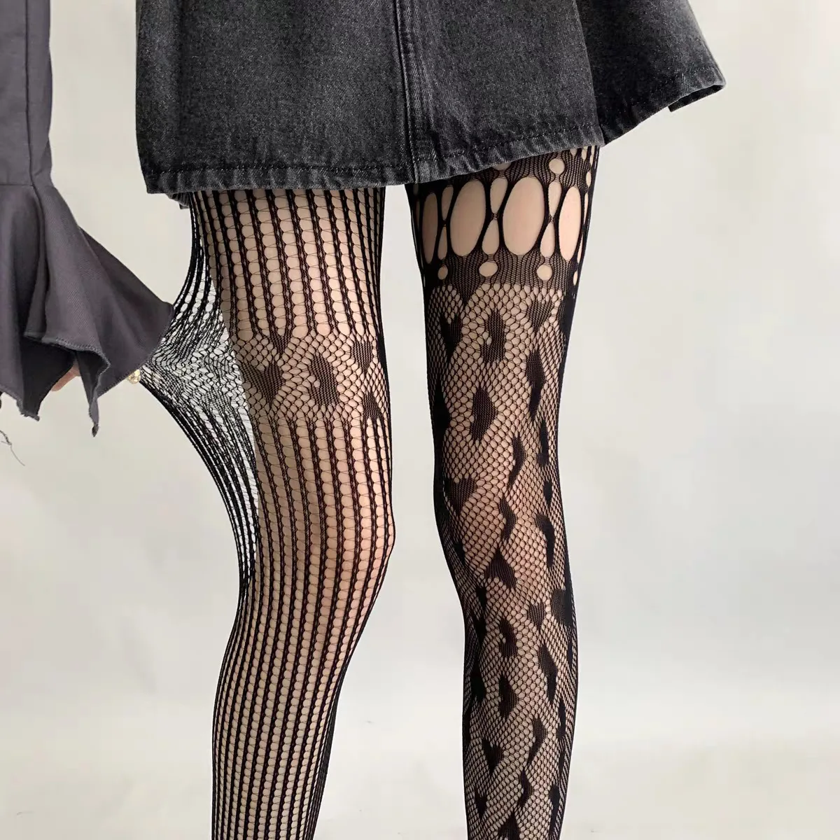 Women Sexy Lace Fishnet Stockings Lolita Hollow Out Solid Pantyhose Women's Irregular Exposed Skin Tights Slim Y2kBody Stockings