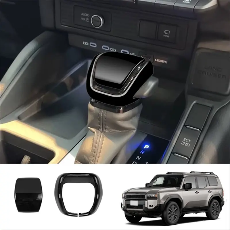5X Car Gear Shift Knob Head Cover Trim For Toyota Land Cruiser 250 2023+ RHD Car Interior Accessories Bright Black-N31R
