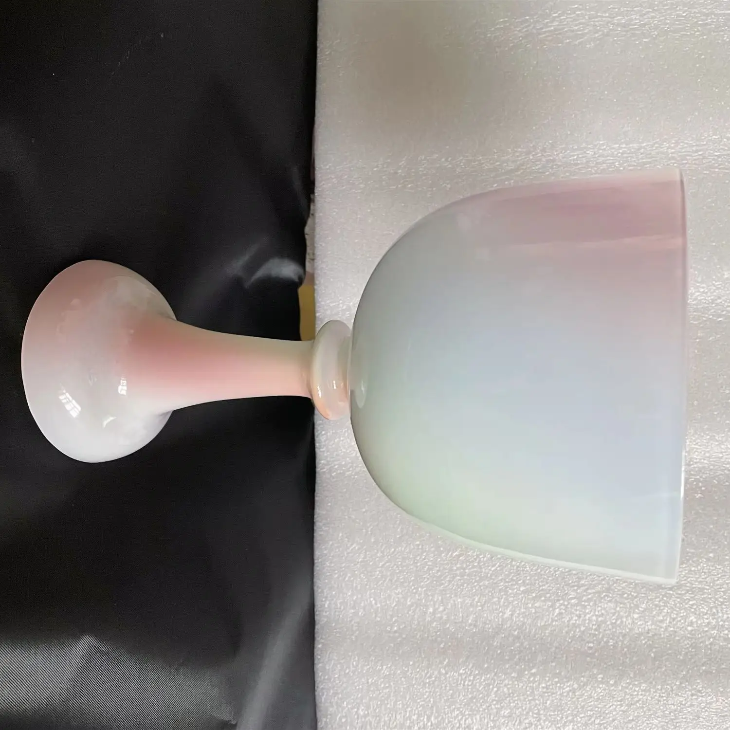 

Pastel rainbow color crystal singing chalice 432Hz 4th octave "F" note heart chakra or "F#" note Thymus chakra for sound Reiki