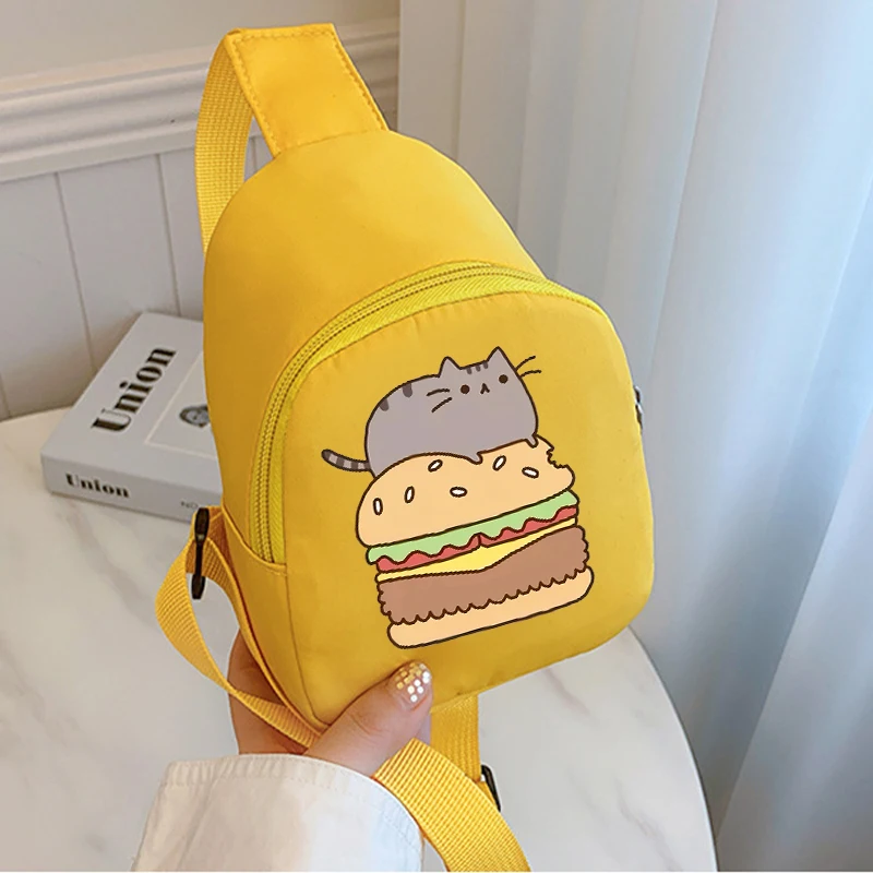

Cute Pusheens Outdoor Chest Packs Girl Crossbody Bag Student Daily Shoulder Bag Women Sport Travel Phone Pouch Anime Vogues Gift