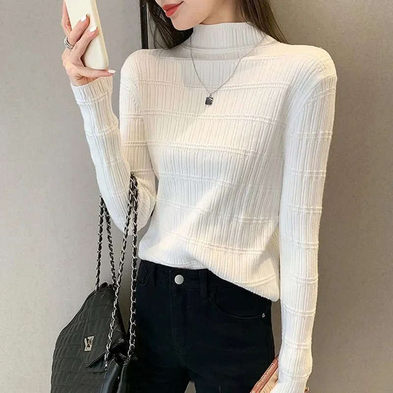 2023 New Spring Autumn Turtleneck Sweater Women Long Sleeve Knitted Jumper Pullover Ladies Korean Sweaters Basic Knit Top