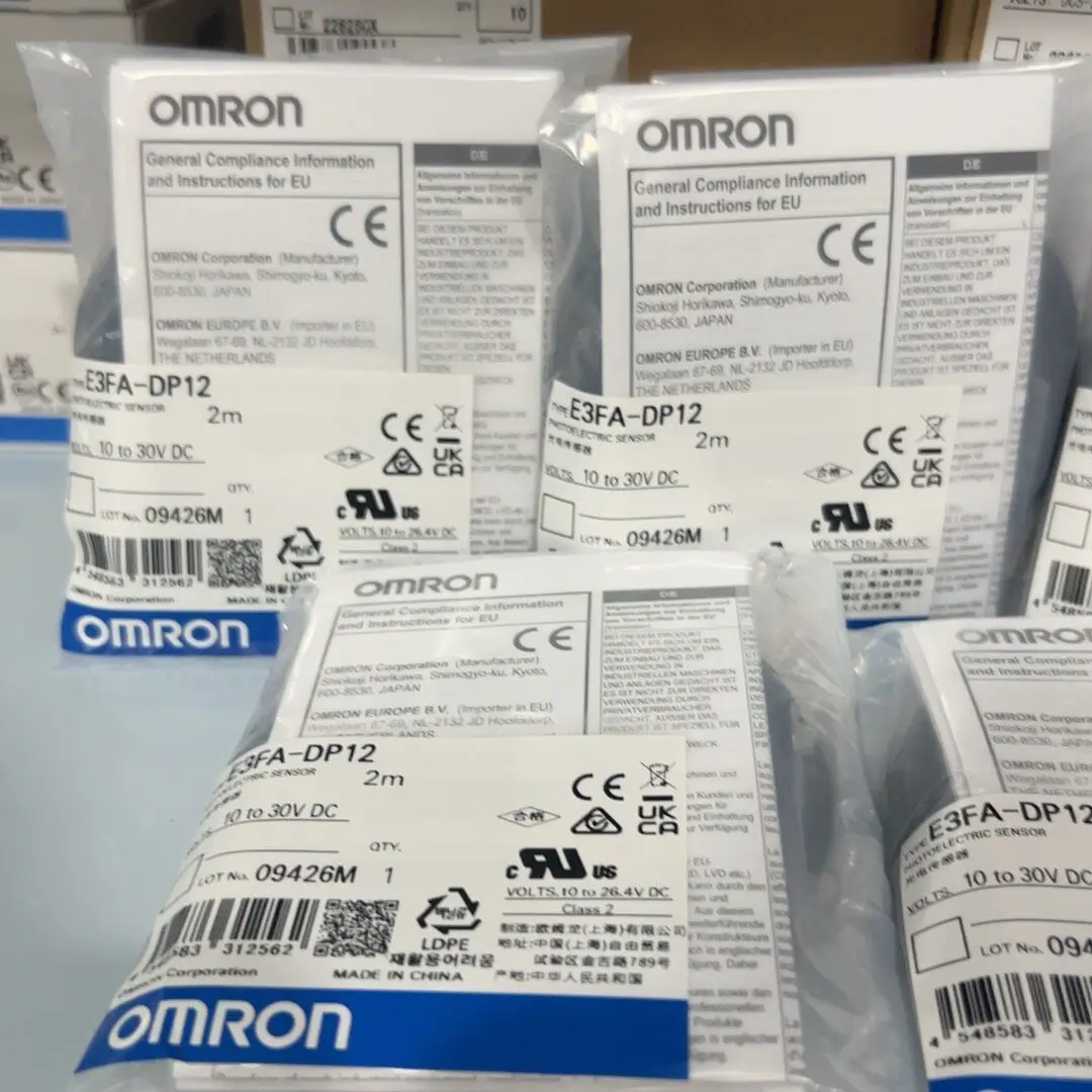 Omron E3FA-DP12 photoelectric sensor, original and genuine, brand new and unopened.