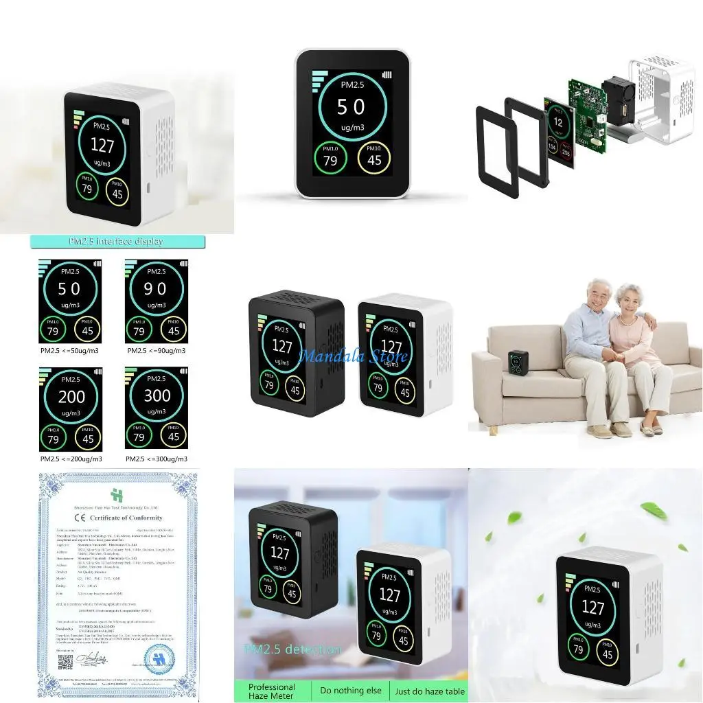 

U2JC PM2.5 PM1.0 PM10 Multifunctional Air Quality Monitor Portable Detector Particle Detector Air Quality Tester