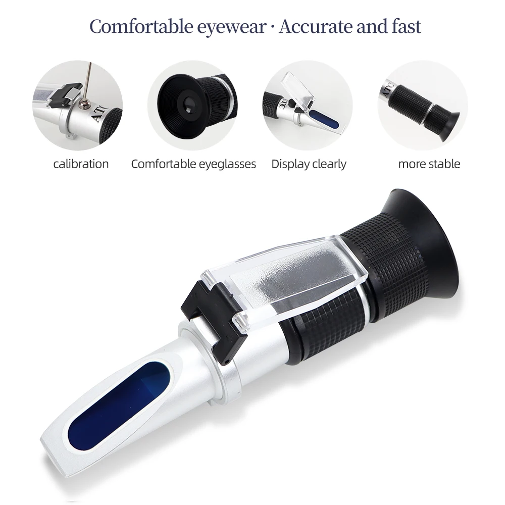 HandHeld 28-62% Sugar Refractometer ATC Brix Tester Sugar Meter High Concentration Densimeter for Fruit Sauce Juice Jam Drinks