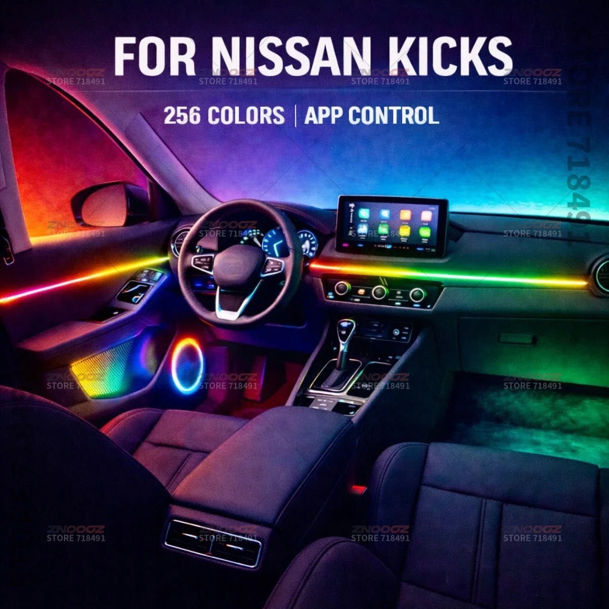 22in1 RGB Car Interior Acrylic Car Ambient Lights RGB Hidden Acrylic Strip Decoration Atmosphere Accessories For Nissan Kicks