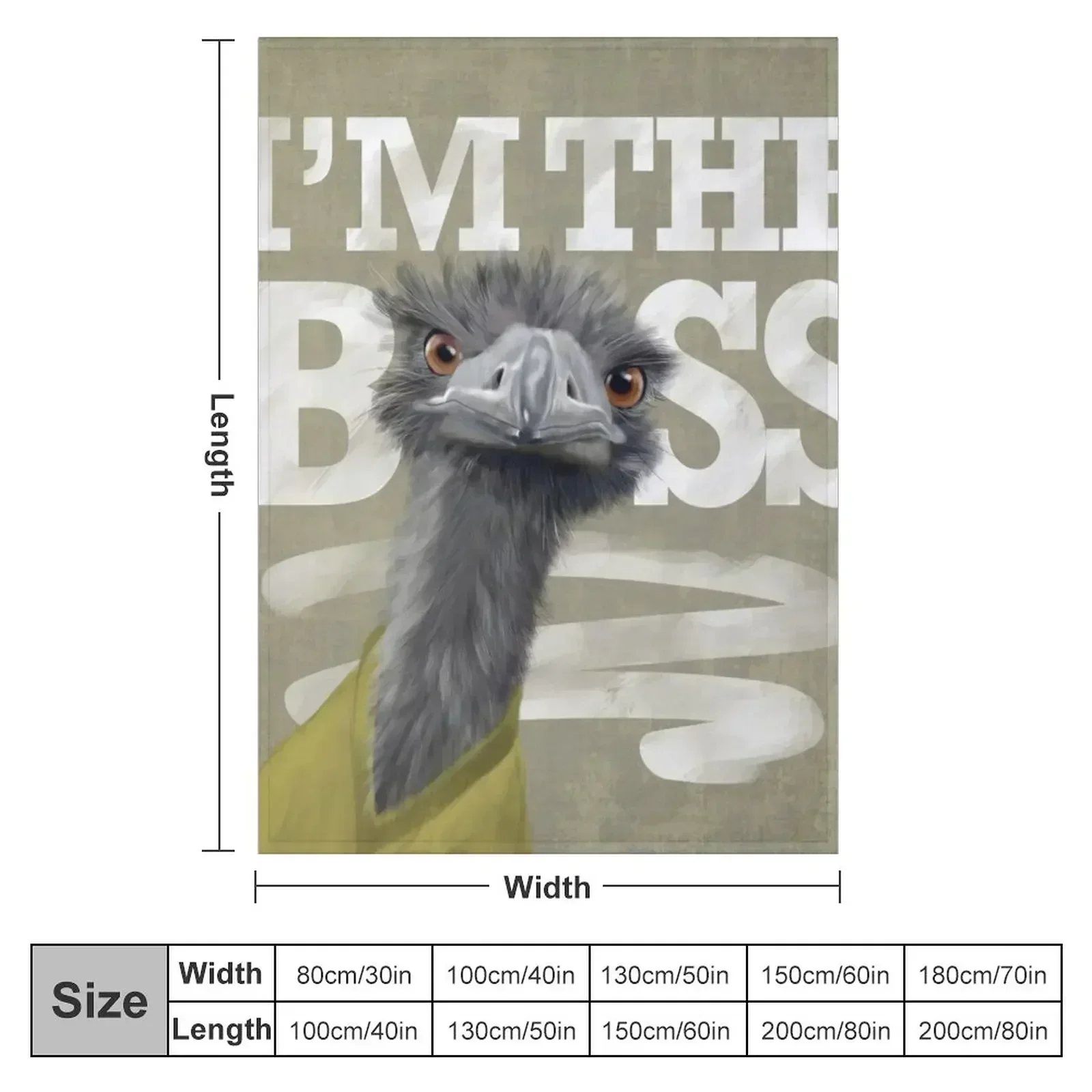 New Ostrich. I'm the Boss! Throw Blanket couch cozy soft plush fuzzy picnic outdoor blanket