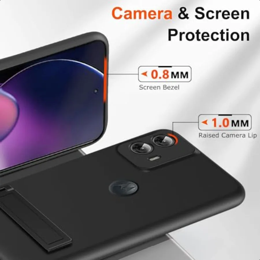 حافظة لهاتف موتورولا موتو جي ستايلس 5G 2024 مع واقي شاشة زجاجي [3 طرق حامل] حامل معدني من السيليكون TP