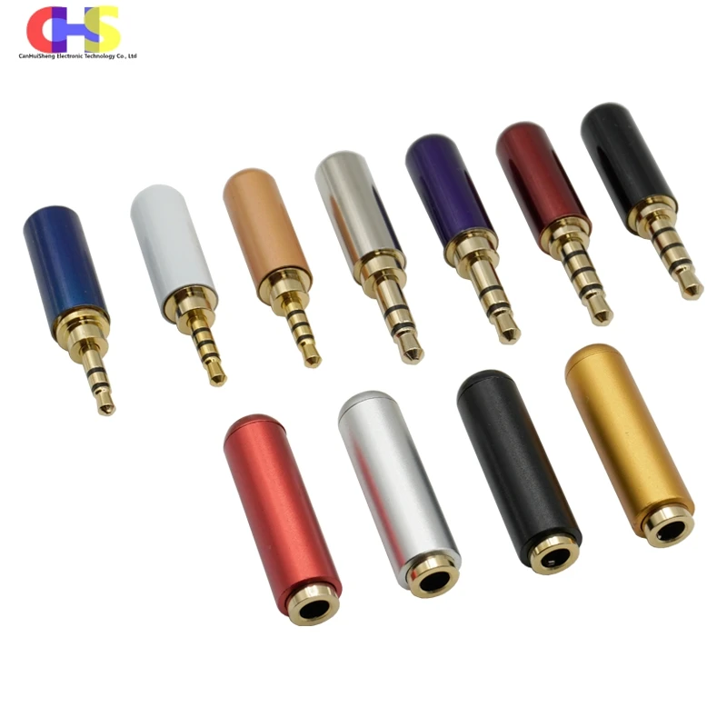 (1-10PCS) 2.5/3.5mm Copper Gold Plated 3/4 Pole Stereo Male Plug Jack Solder Audio Connector for DIY Earphone Speaker AUX Repair