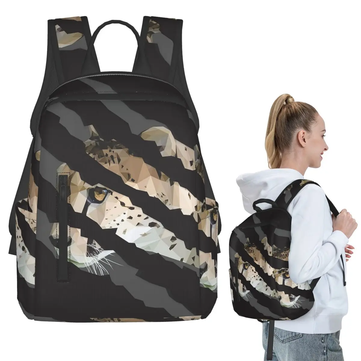 Leopard Breaking Through Wall Backpack Student BookBag Kids School Bag Laptop Shoulder Bags Boys Girls