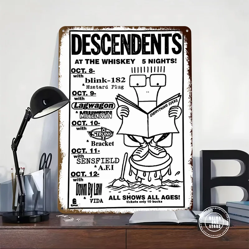 Descendents Concert Personalized 3D Textured Metal Poster Wall Art Tinplate Sign for Vintage Retro Decoration Room Decor Men