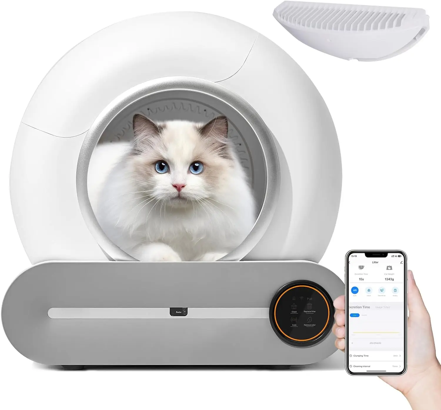 65L APP Control Low Noise Self Cleaning Safety Large Capacity Automatic Cat Litter Box For Multiple Cats Smart Pet Toilet