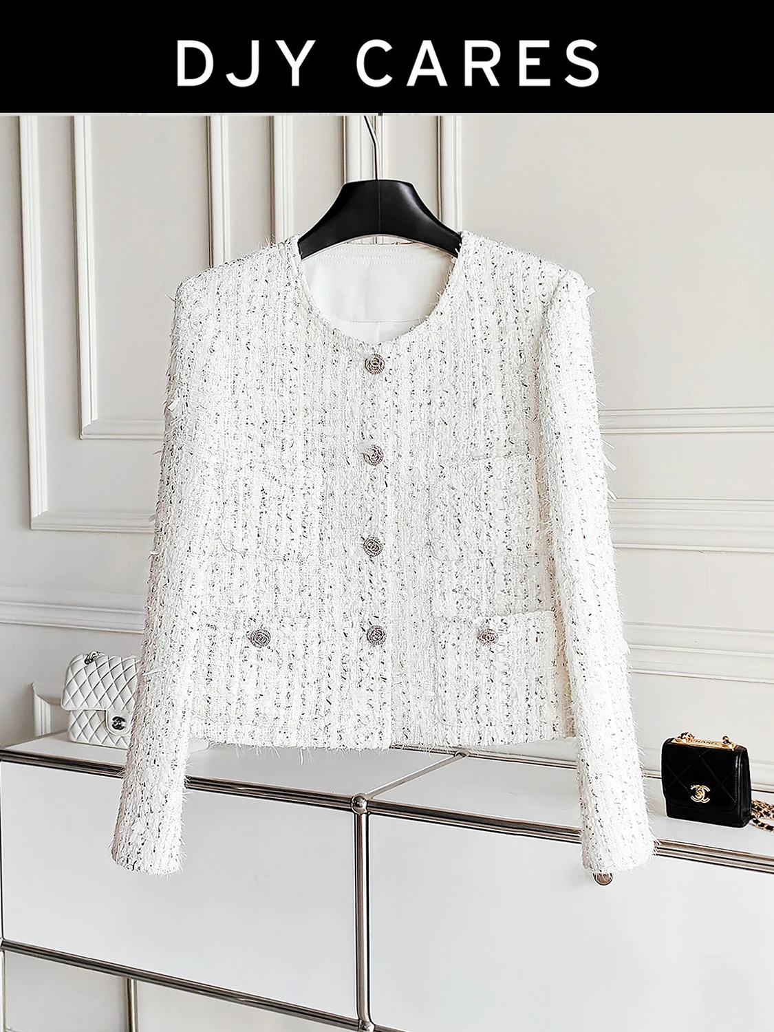 New Fashionable design white sequin exquisite coat versatile top big  size
